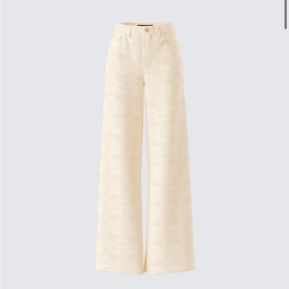 Finesse Wide Leg Tweed Pants in Cream